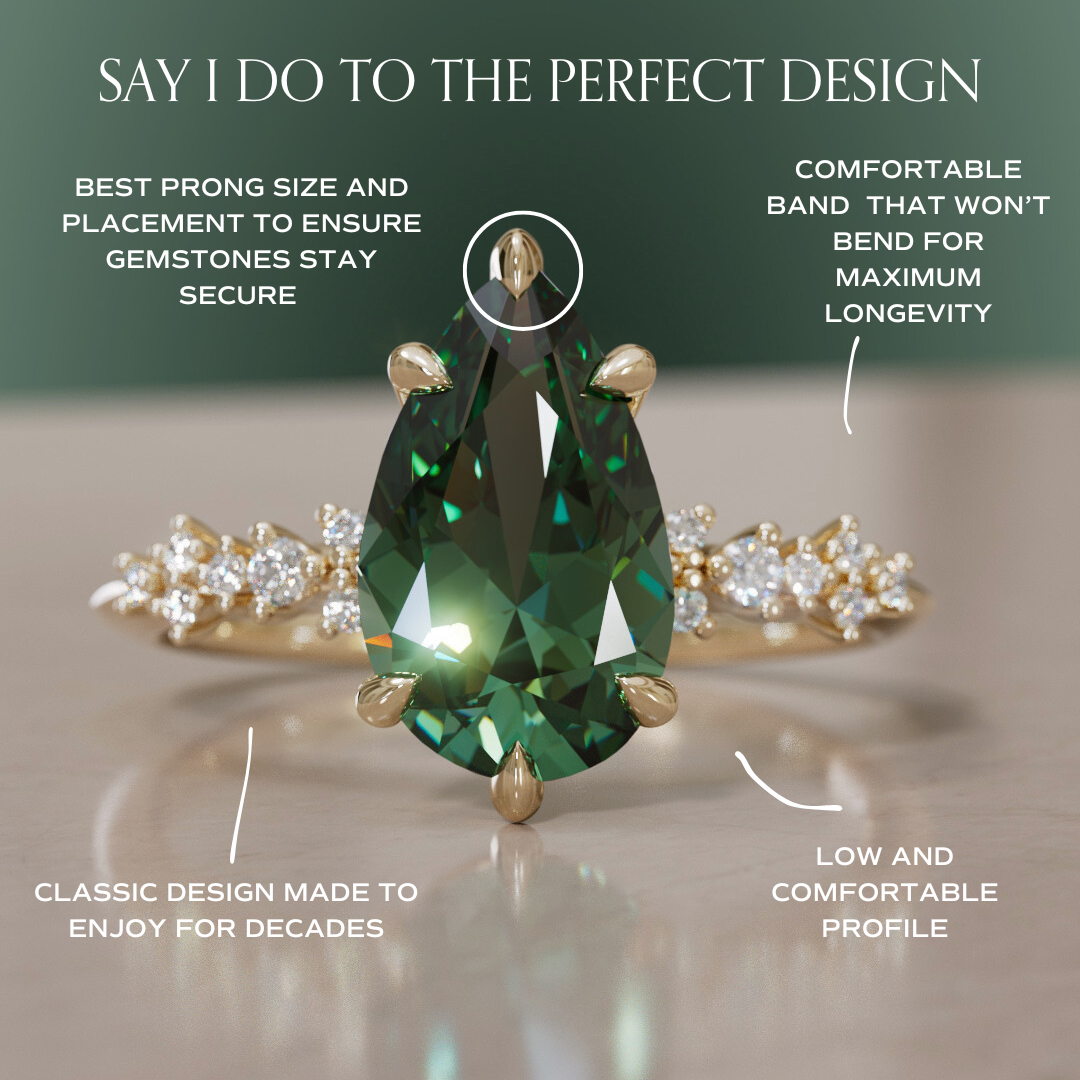 Astrid Pear Green Sapphire Unique Celestial Engagement Ring By Valley Rose