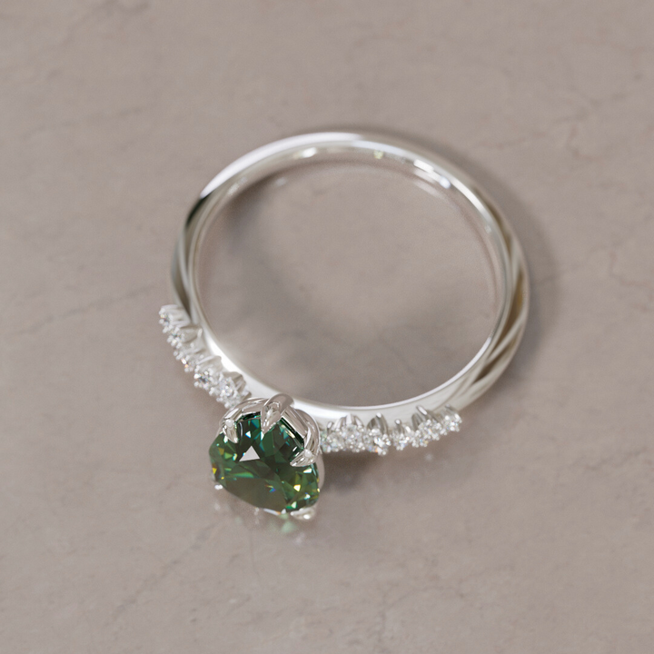 Astrid Pear Green Sapphire Unique Celestial Engagement Ring By Valley Rose