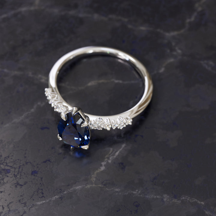 Astrid Pear Midnight Blue Sapphire Witchy Gothic Engagement Ring By Valley Rose