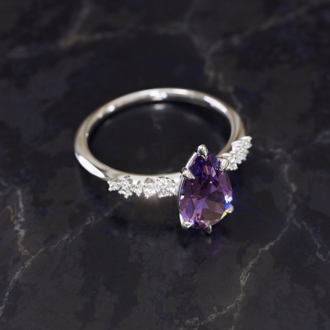Astrid Pear Purple Sapphire Witchy Gothic Engagement Ring By Valley Rose