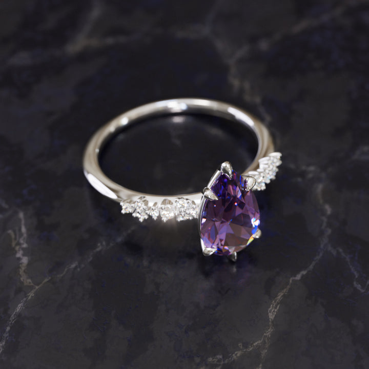 Astrid Pear Purple Sapphire Witchy Gothic Engagement Ring By Valley Rose