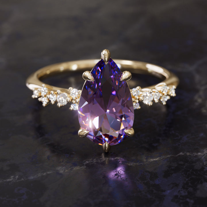 Astrid Pear Purple Sapphire Witchy Gothic Engagement Ring By Valley Rose