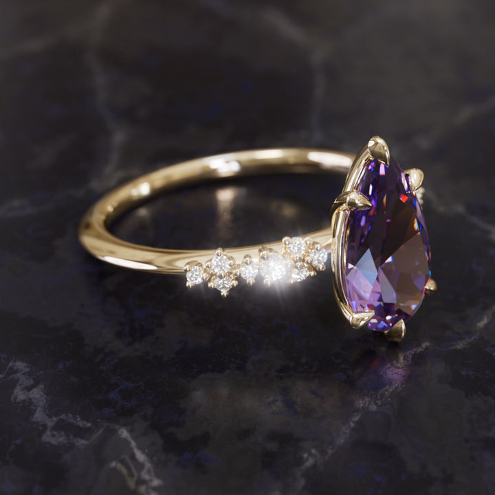 Astrid Pear Purple Sapphire Witchy Gothic Engagement Ring By Valley Rose