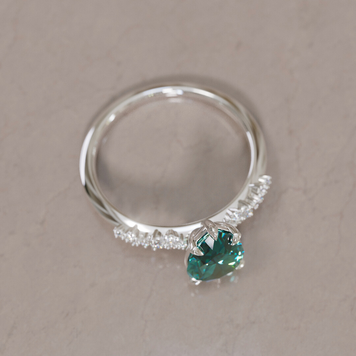 Astrid Pear Teal Sapphire Unique Celestial Engagement Ring By Valley Rose