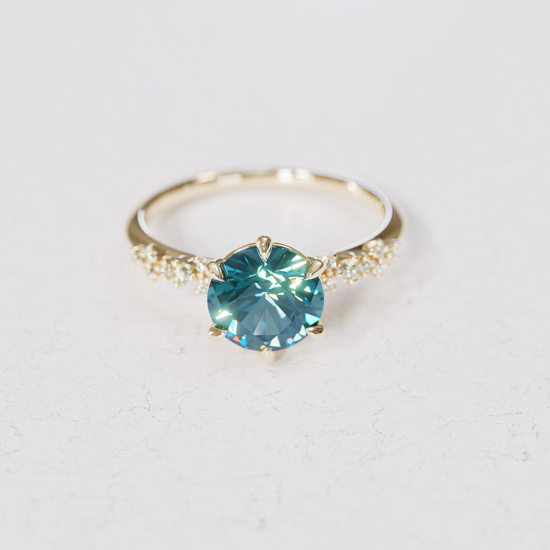 Astrid Round Blue Sapphire Unique Celestial Engagement Ring By Valley Rose