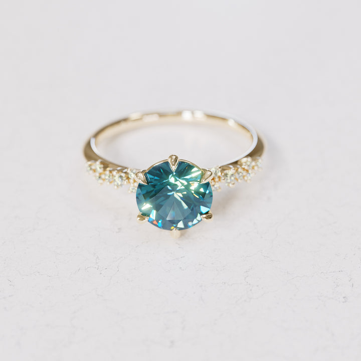 Astrid Round Blue Sapphire Unique Celestial Engagement Ring By Valley Rose
