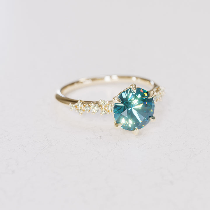 Astrid Round Blue Sapphire Unique Celestial Engagement Ring By Valley Rose