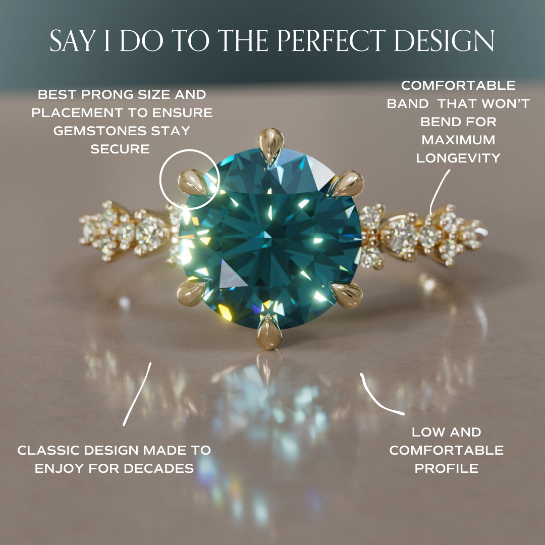 Astrid Round Blue Sapphire Unique Celestial Engagement Ring By Valley Rose