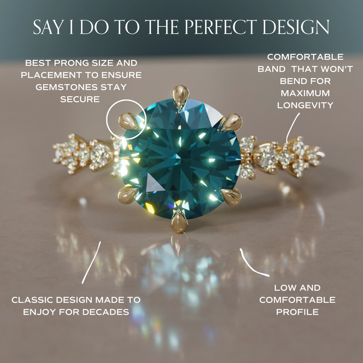 Astrid Round Blue Sapphire Unique Celestial Engagement Ring By Valley Rose