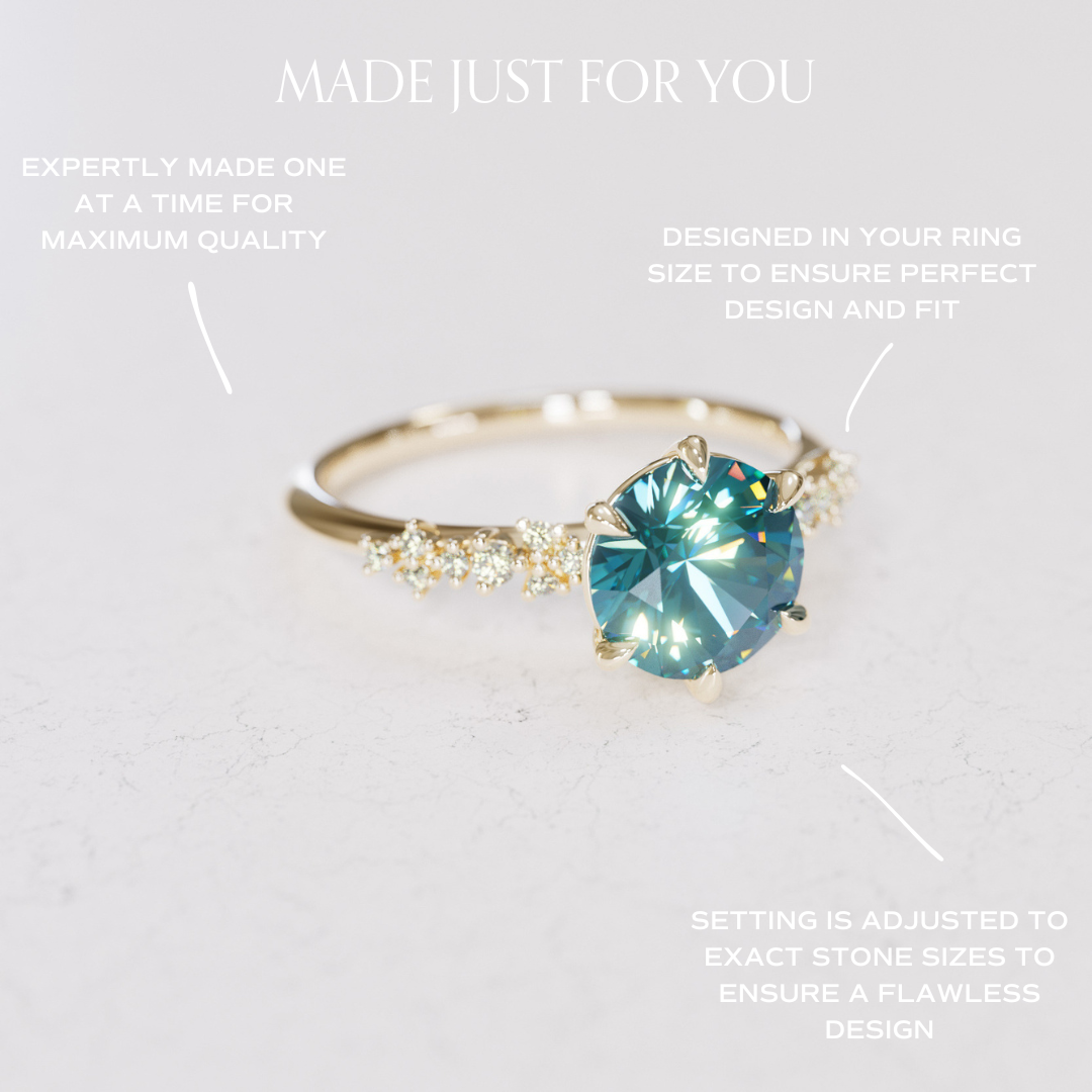 Astrid Round Blue Sapphire Unique Celestial Engagement Ring By Valley Rose
