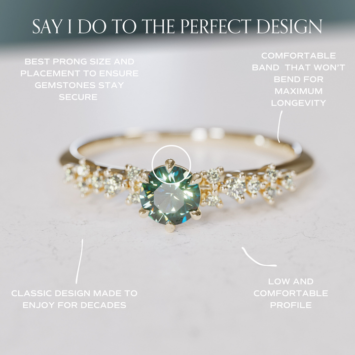 Astrid Teal Sapphire Unique Celestial Ring .25 Ct By Valley Rose
