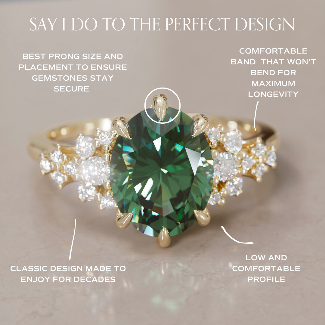Aurelia Oval Green Sapphire Unique Vintage Engagement Ring By Valley Rose