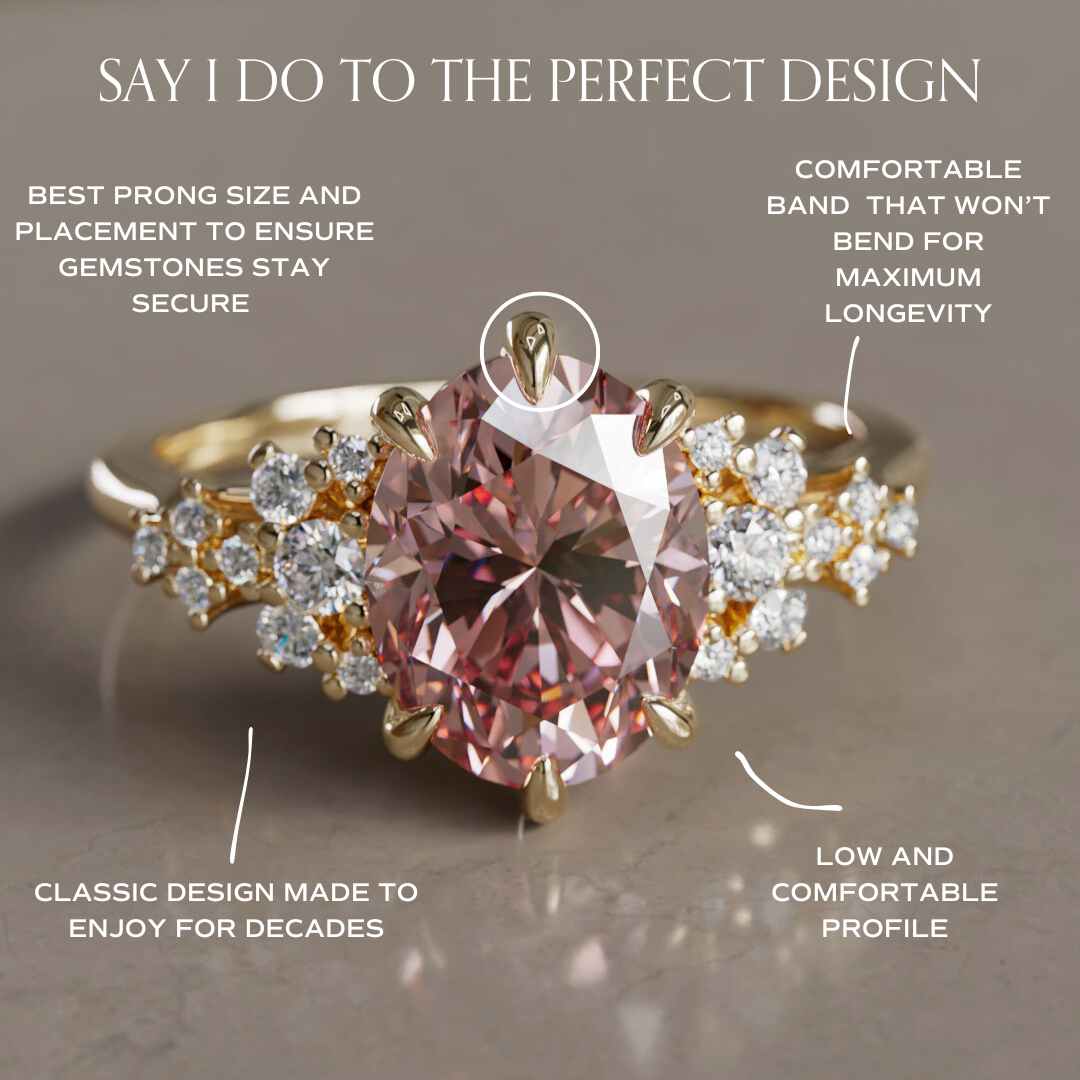 Aurelia Oval Pink Lab Diamond Unique Vintage Engagement Ring By Valley Rose