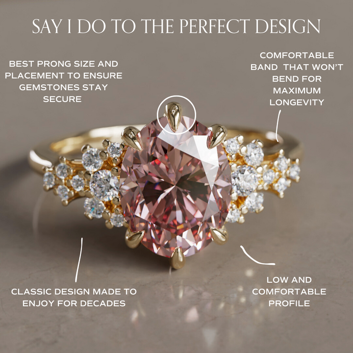 Aurelia Oval Pink Lab Diamond Unique Vintage Engagement Ring By Valley Rose