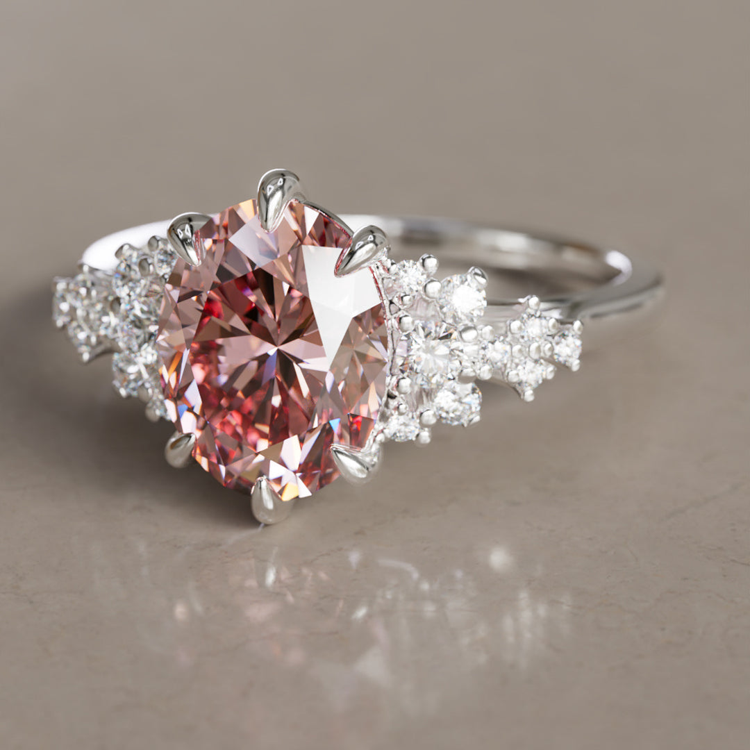 Aurelia Oval Pink Lab Diamond Unique Vintage Engagement Ring By Valley Rose