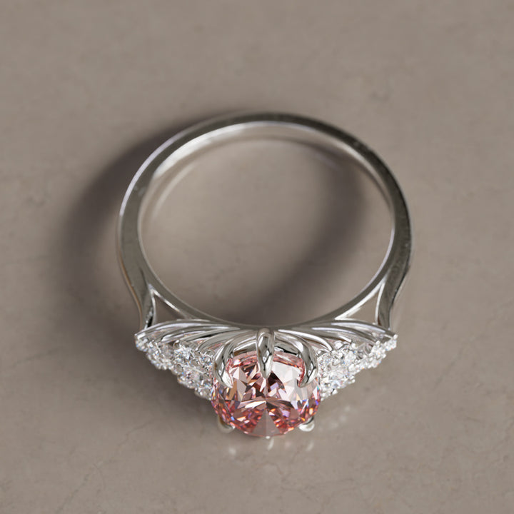 Aurelia Oval Pink Lab Diamond Unique Vintage Engagement Ring By Valley Rose
