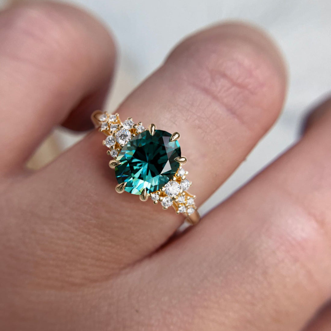 Aurelia Oval Teal Sapphire Unique Vintage Engagement Ring By Valley Rose