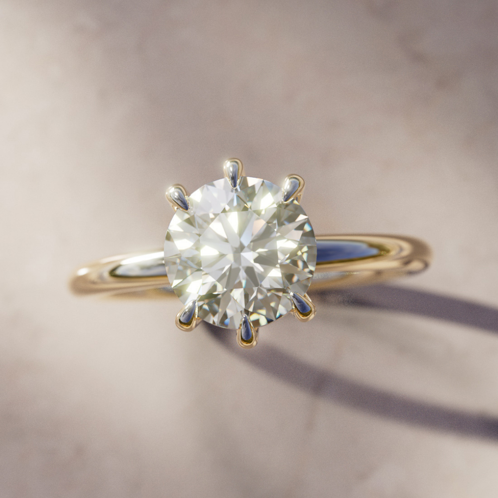 Ava Round Diamond Modern Unique Engagement Ring Solitaire By Valley Rose