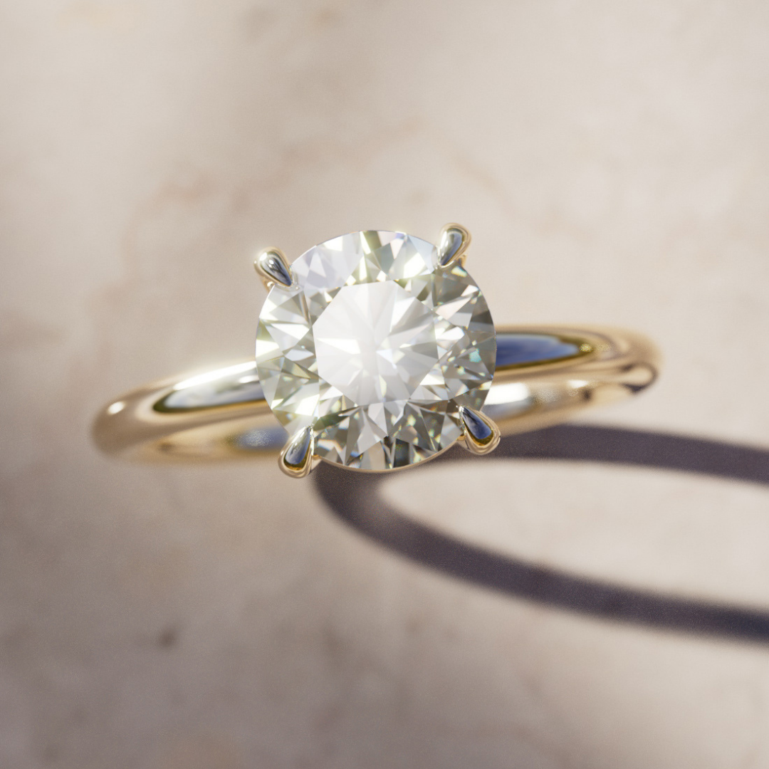 Ava Round Diamond Modern Unique Engagement Ring Solitaire By Valley Rose