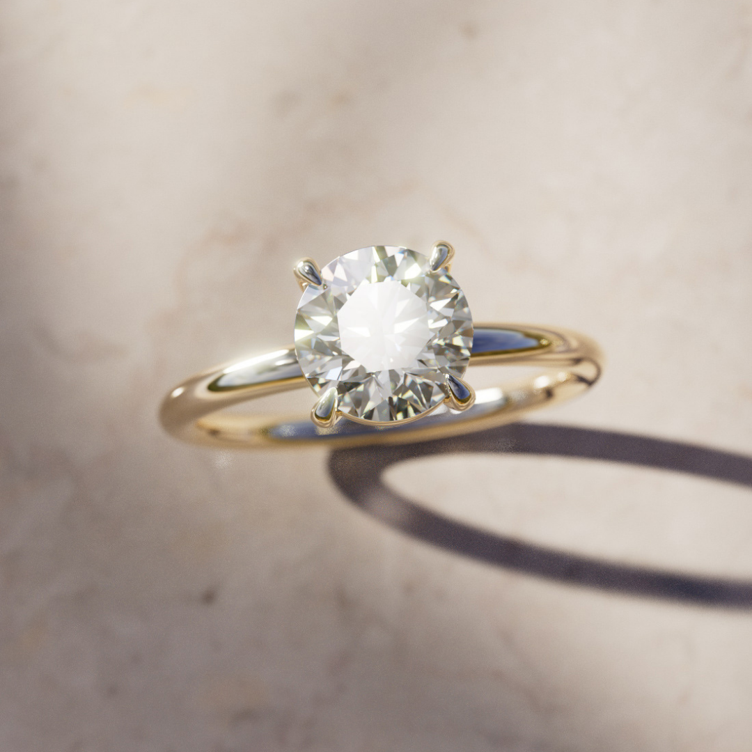 Ava Round Diamond Modern Unique Engagement Ring Solitaire By Valley Rose