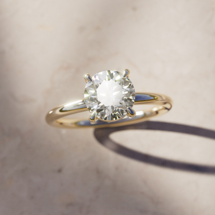 Ava Round Diamond Modern Unique Engagement Ring Solitaire By Valley Rose