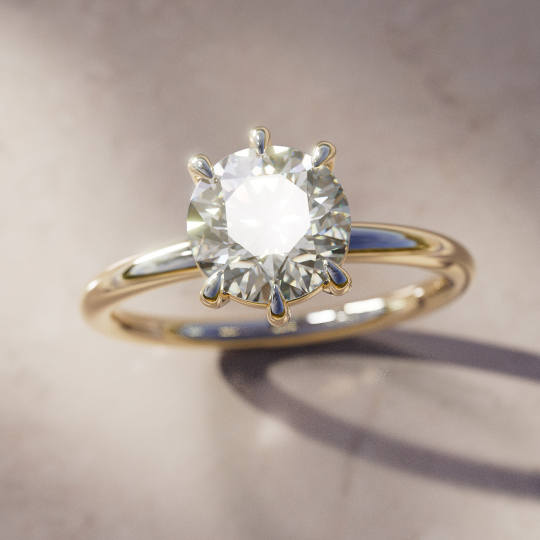 Ava Round Diamond Modern Unique Engagement Ring Solitaire By Valley Rose