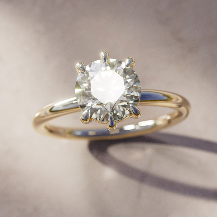Ava Round Diamond Modern Unique Engagement Ring Solitaire By Valley Rose