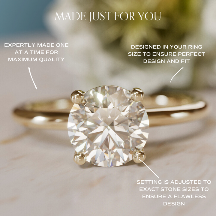 Ava Round Diamond Modern Unique Engagement Ring Solitaire By Valley Rose