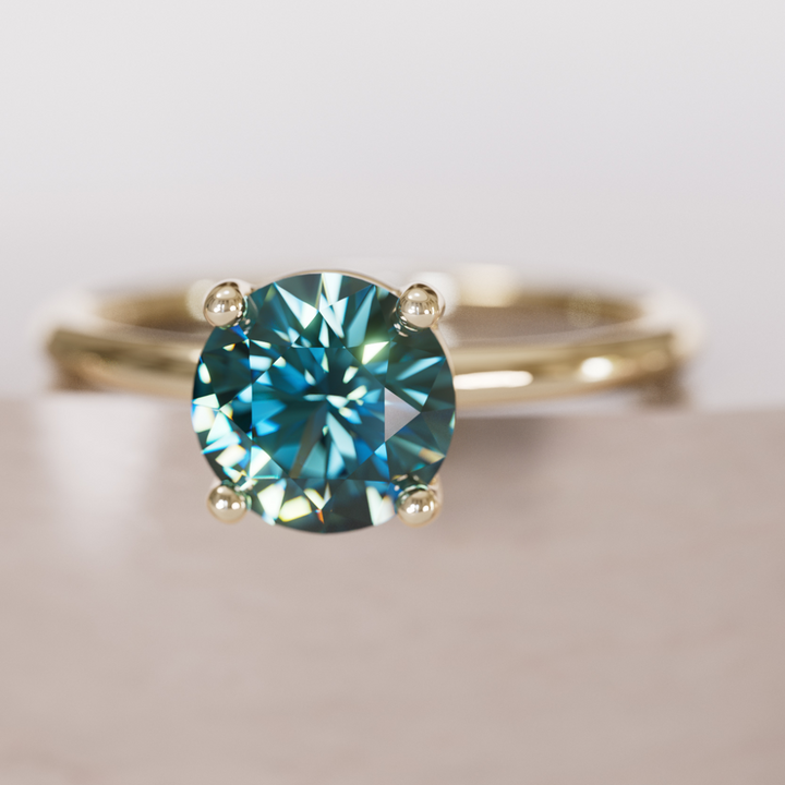 Ava Teal Sapphire Solitaire Modern Unique Engagement Ring Solitaire By Valley Rose