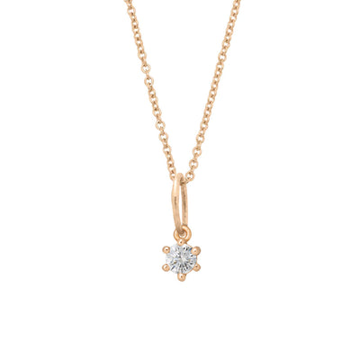 Ethical Lab Diamond Charm - 3mm April Birthstone Gold Necklace Lab Diamond By Valley Rose Ethical Jewelry