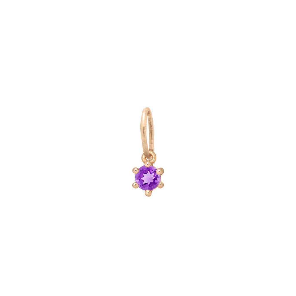 Ethical Amethyst Charm - 3mm February Birthstone Gold Necklace  By Valley Rose Ethical Jewelry