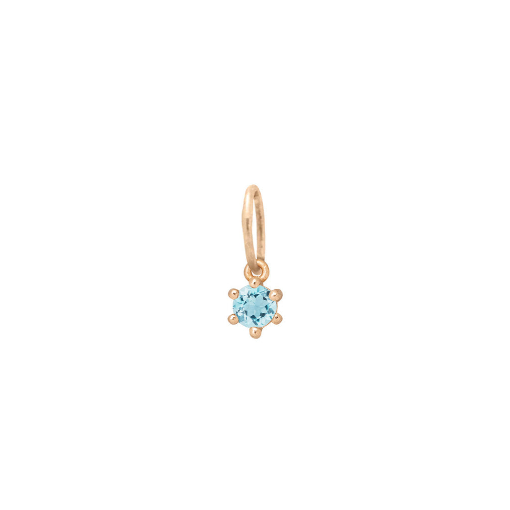 Ethical Aquamarine Charm - 3mm March Birthstone Gold Necklace  By Valley Rose Ethical Jewelry