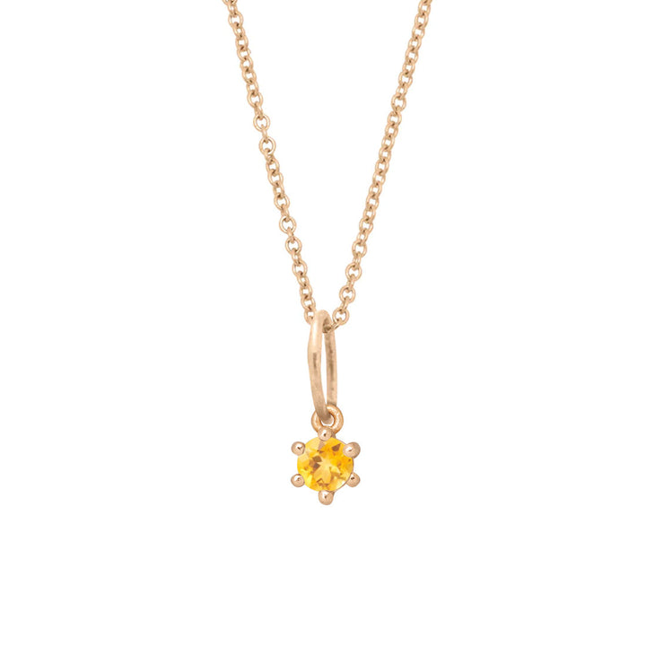 Ethical Citrine Charm - 3mm November Birthstone Gold Necklace  By Valley Rose Ethical Jewelry
