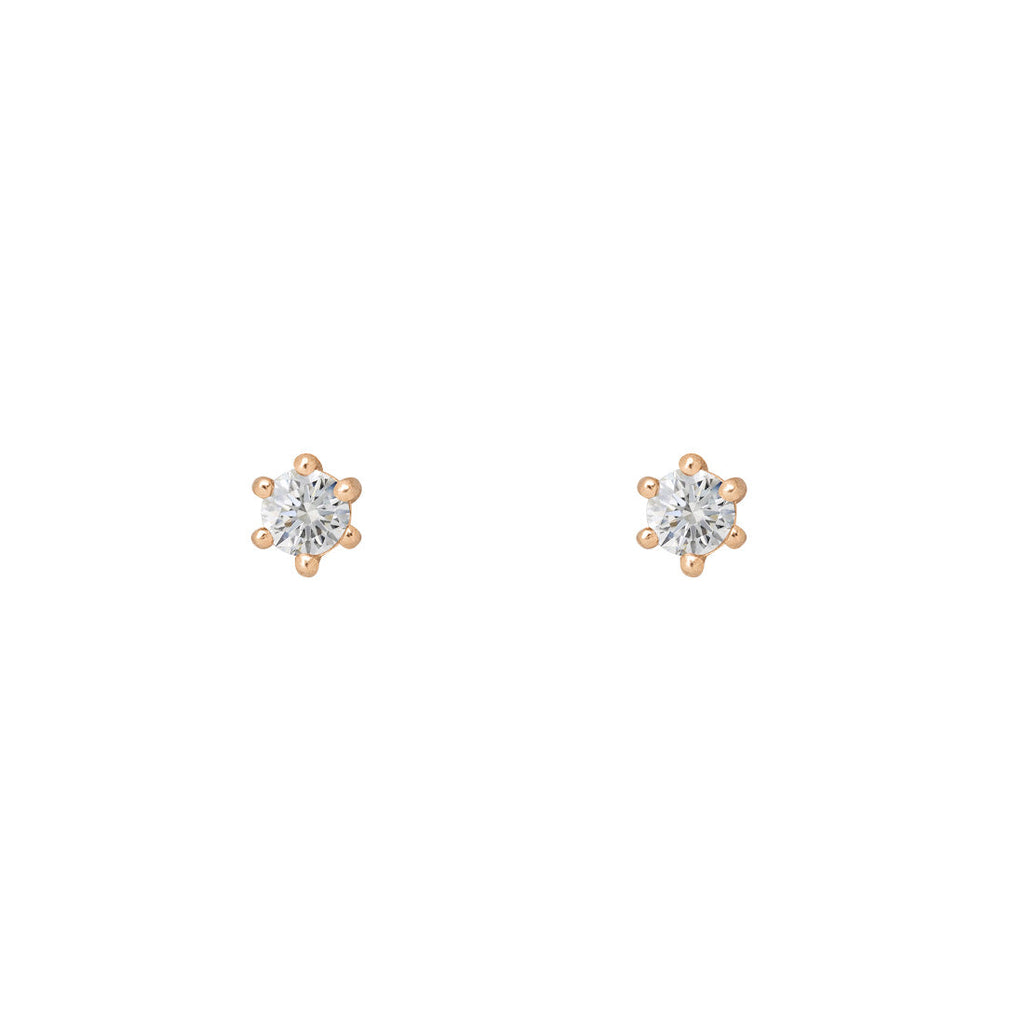 Ethical Lab Diamond Studs - 3mm April Birthstone Gold Earrings Lab Diamond Single By Valley Rose Ethical Jewelry