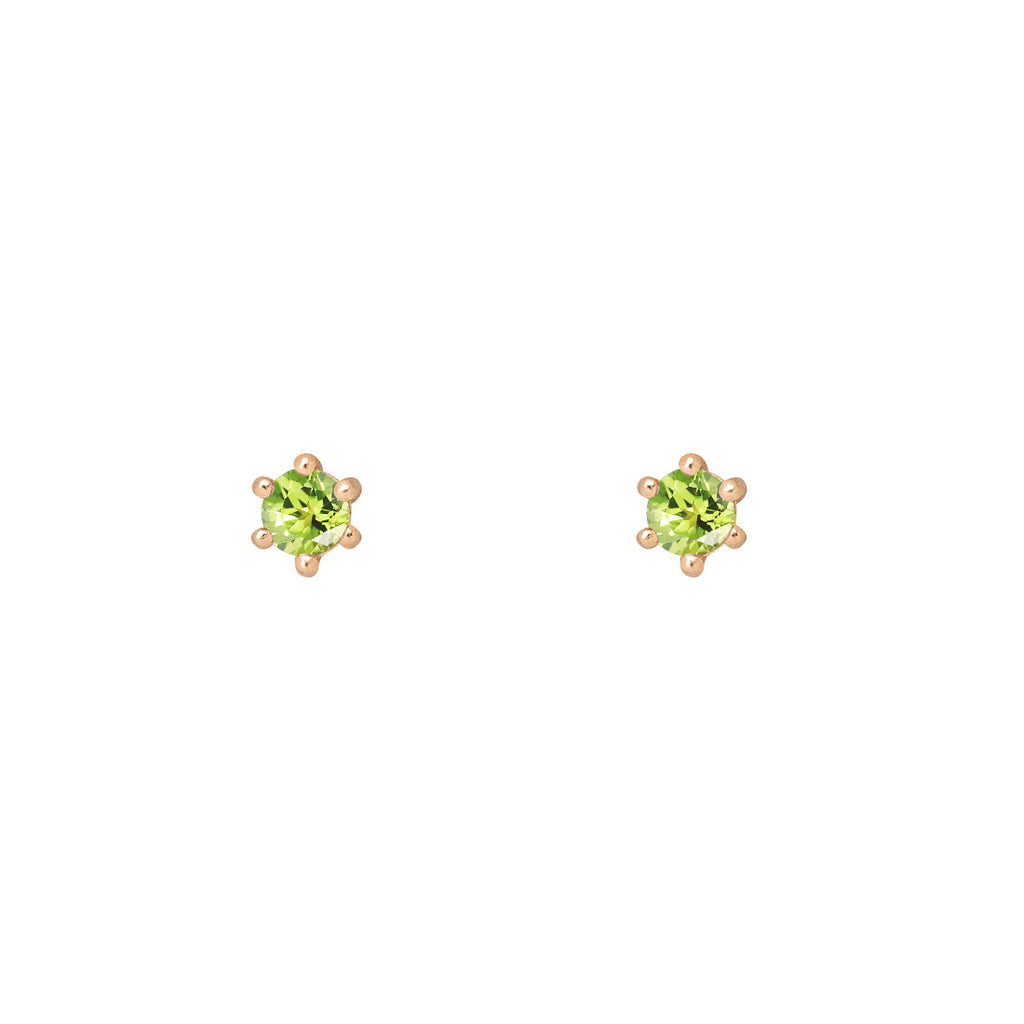 Ethical Peridot Studs - 3mm August Birthstone Gold Earrings Single By Valley Rose Ethical Jewelry