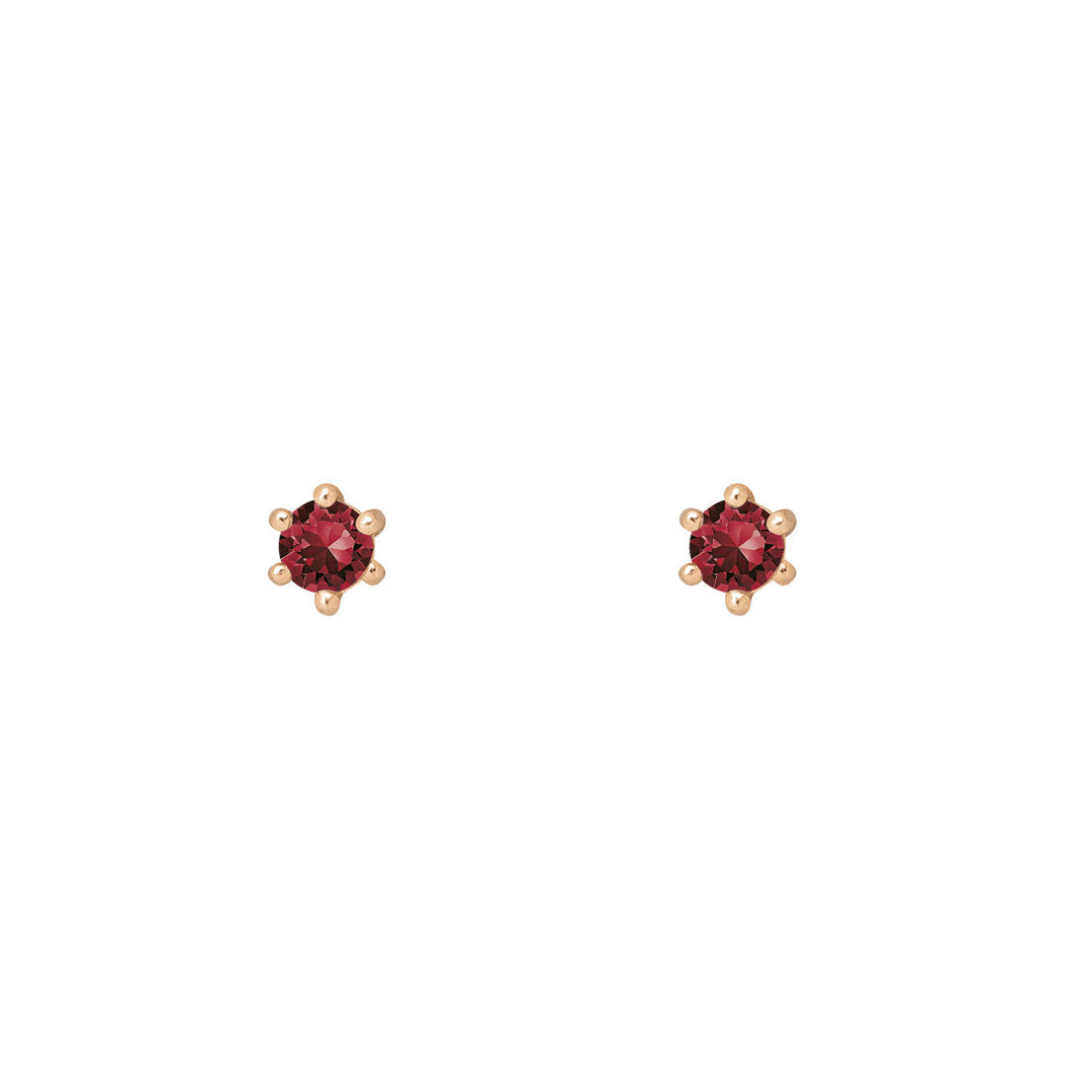 Ethical Garnet Studs - 3mm January Birthstone Gold Earrings Single By Valley Rose Ethical Jewelry