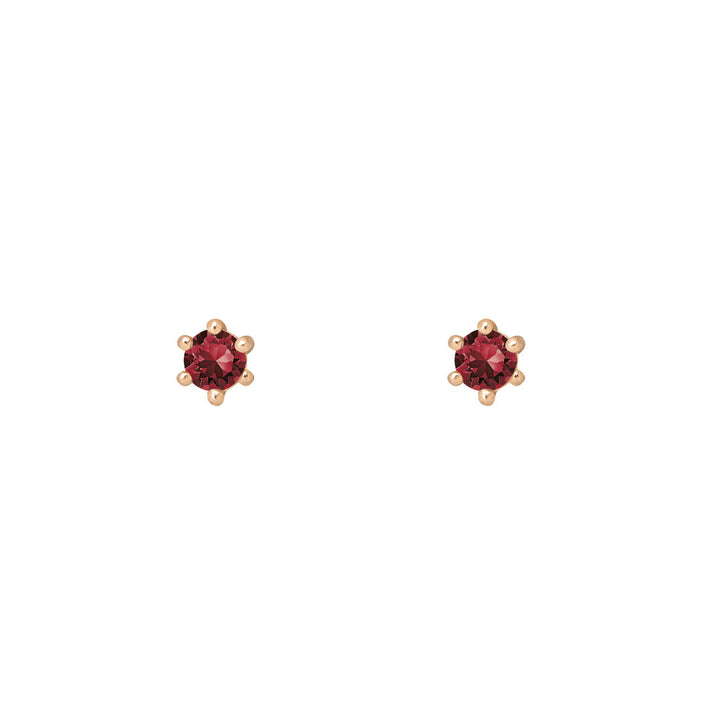 Ethical Garnet Studs - 3mm January Birthstone Gold Earrings Single By Valley Rose Ethical Jewelry
