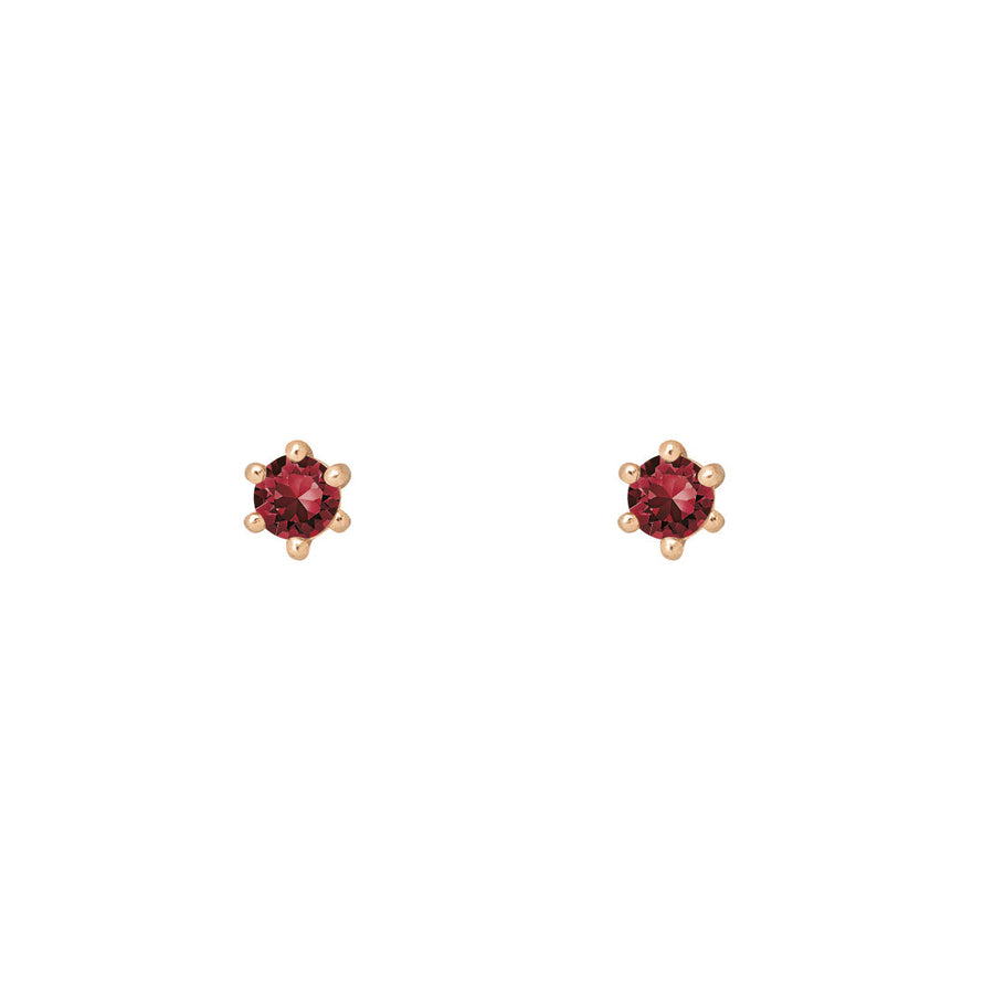 Ethical Garnet Studs - 3mm January Birthstone Gold Earrings Single By Valley Rose Ethical Jewelry