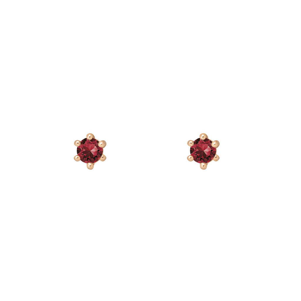 Ethical Garnet Studs - 3mm January Birthstone Gold Earrings Single By Valley Rose Ethical Jewelry
