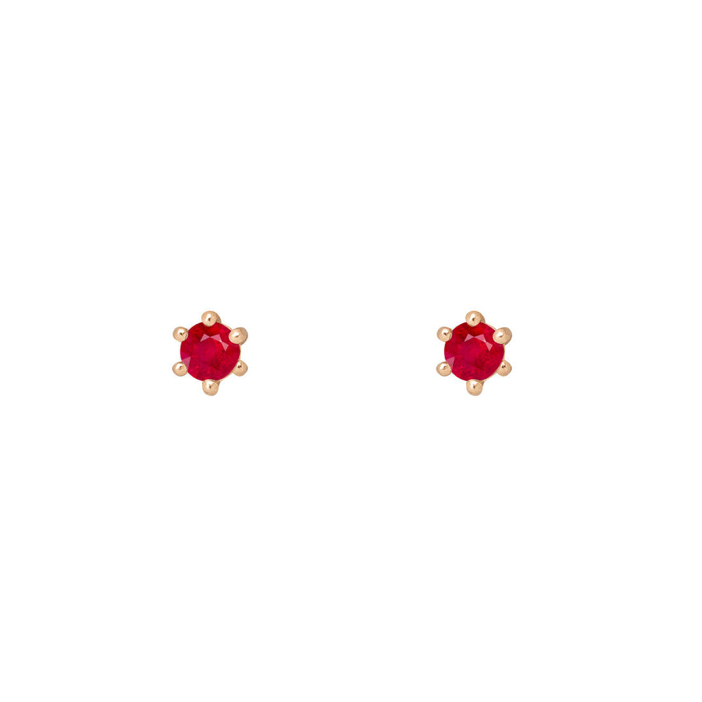 Ethical Ruby Studs - 3mm July Birthstone Gold Earrings Single By Valley Rose Ethical Jewelry