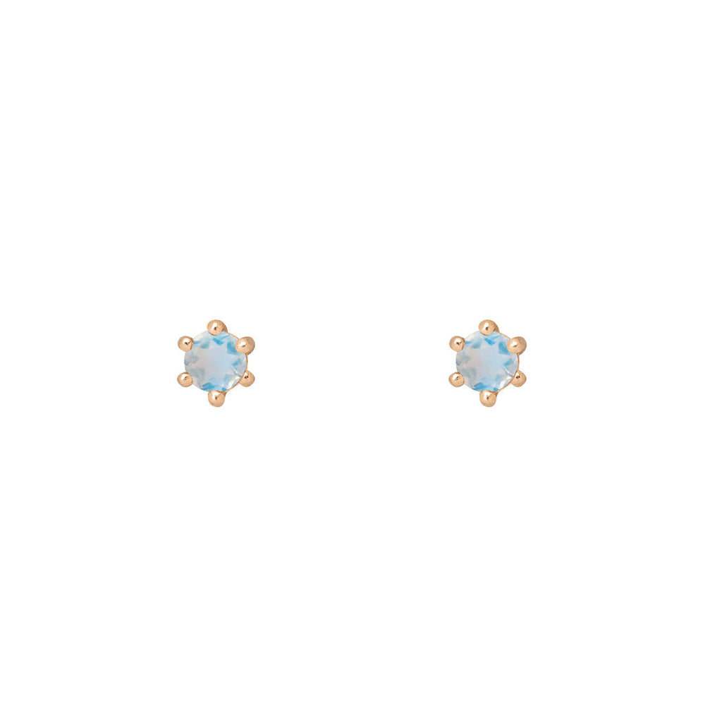 Ethical Moonstone Studs - 3mm June Birthstone Gold Earrings Single By Valley Rose Ethical Jewelry