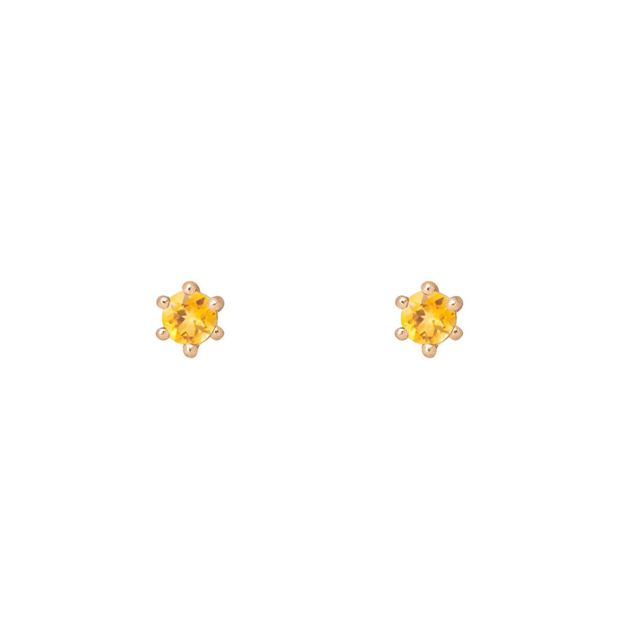 Ethical Citrine Studs - 3mm November Birthstone Gold Earrings Single By Valley Rose Ethical Jewelry
