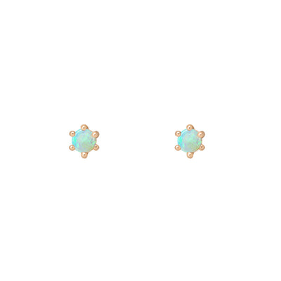 Ethical Opal Studs - 3mm October Birthstone Gold Earrings Single By Valley Rose Ethical Jewelry