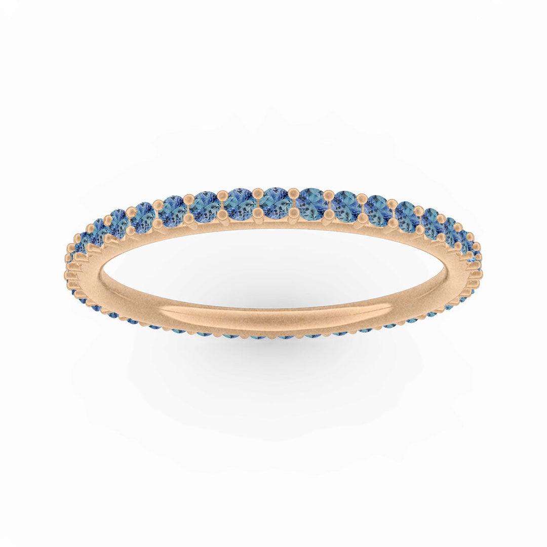 Blue Sapphire Eternity Ring, Gold Wedding Stacking Band By Valley Rose Ethical Jewelry