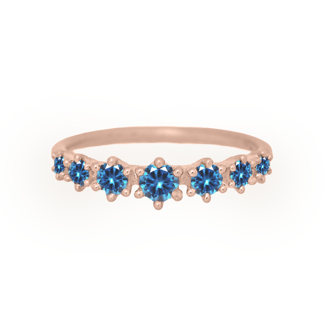 Mini Tapered Blue Sapphire Band - Gold Stacking Ring By Valley Rose Ethical Jewelry