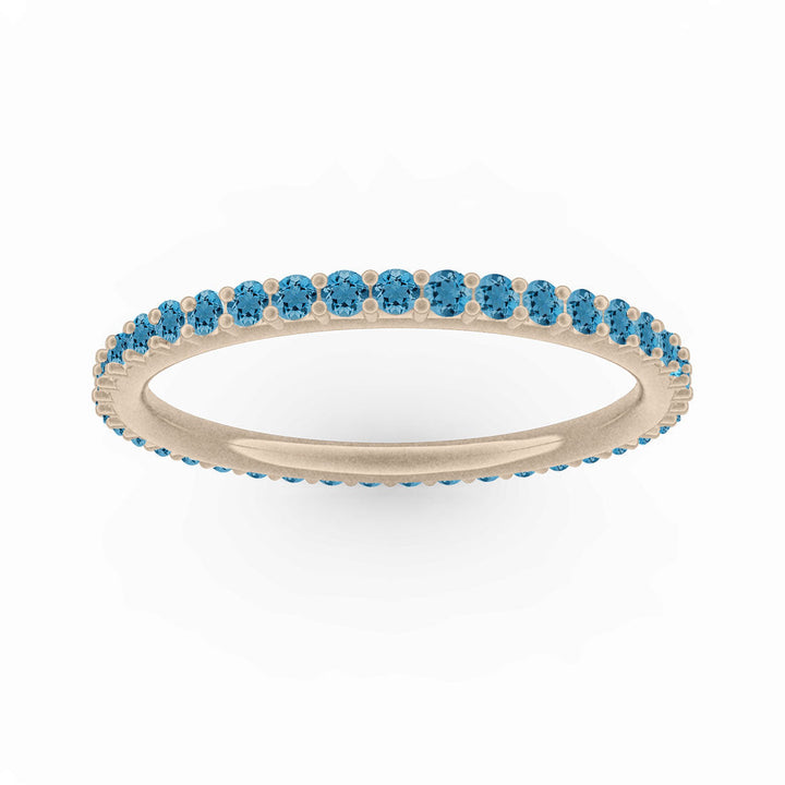 Blue Topaz Eternity Ring, Gold Wedding Stacking Band By Valley Rose Ethical Jewelry
