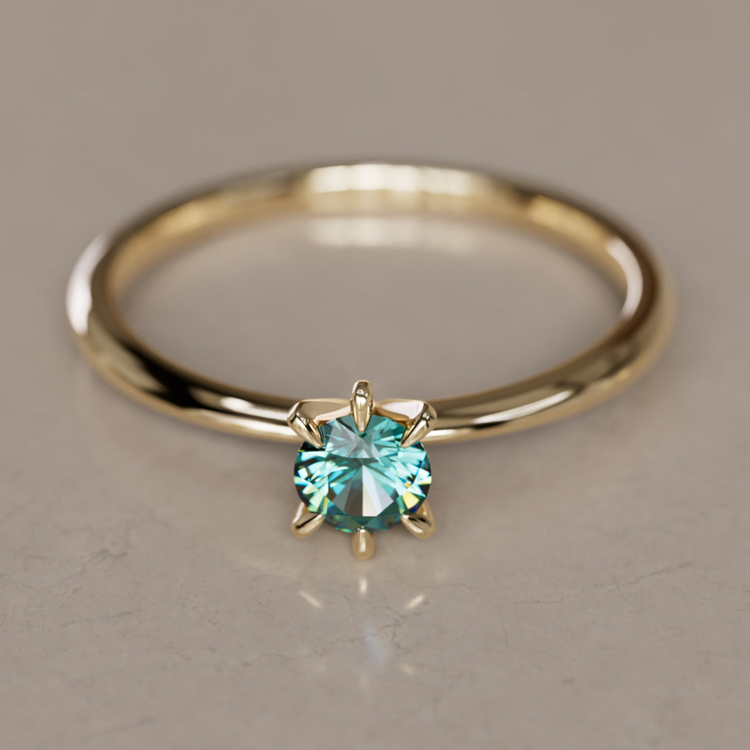 Boreal Teal Sapphire Dainty Modern Unique Engagement Ring or Promise Ring By Valley Rose