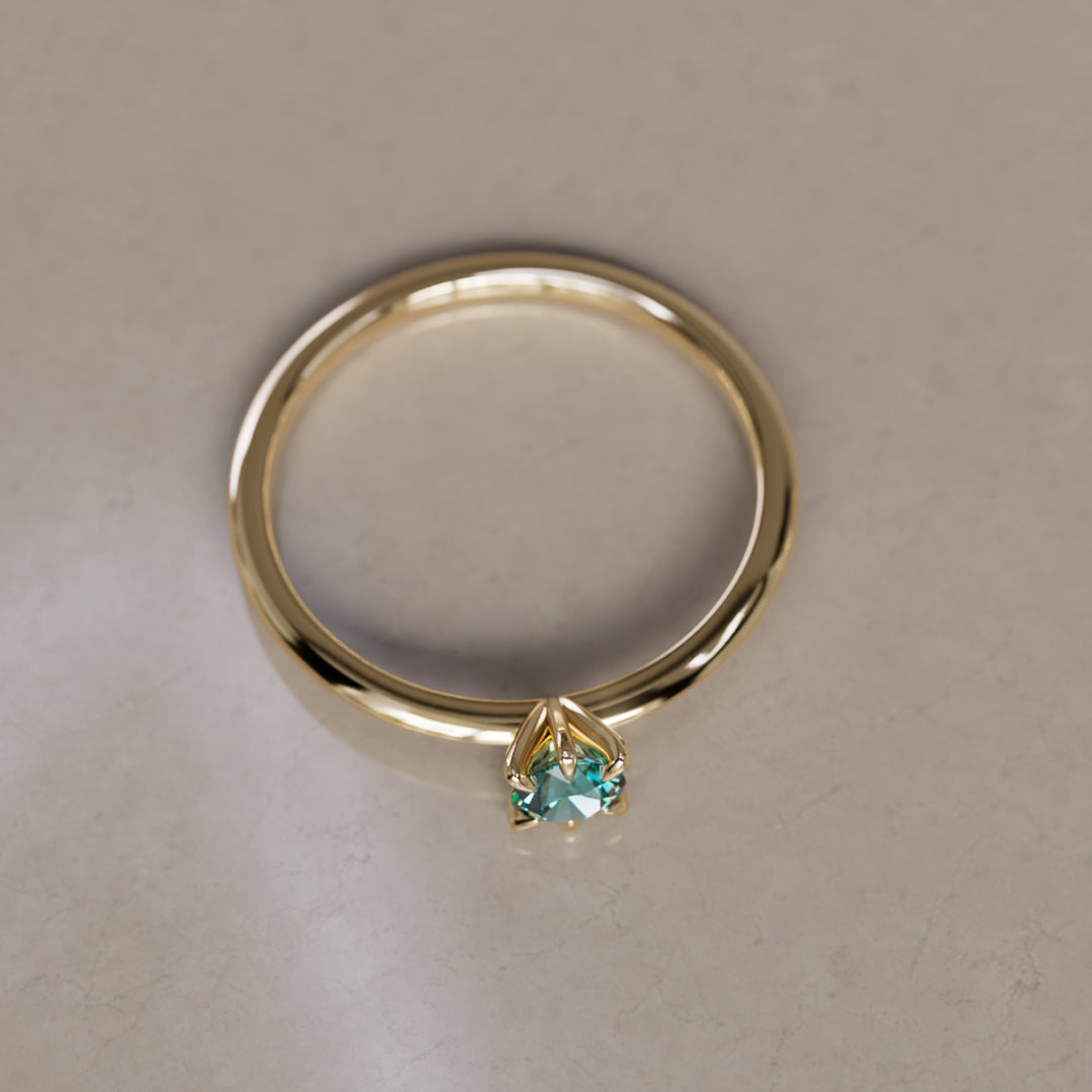 Boreal Teal Sapphire Dainty Modern Unique Engagement Ring or Promise Ring By Valley Rose