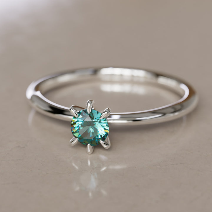 Boreal Teal Sapphire Dainty Modern Unique Engagement Ring or Promise Ring By Valley Rose