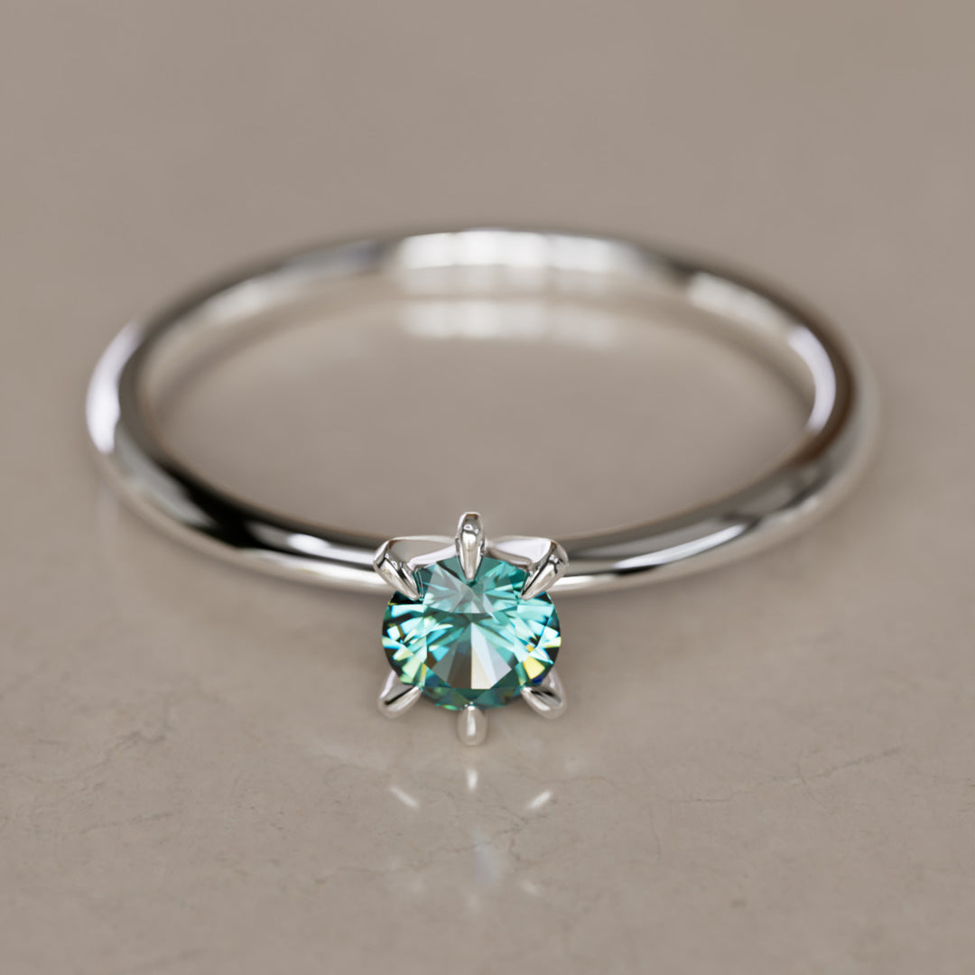 Boreal Teal Sapphire Dainty Modern Unique Engagement Ring or Promise Ring By Valley Rose
